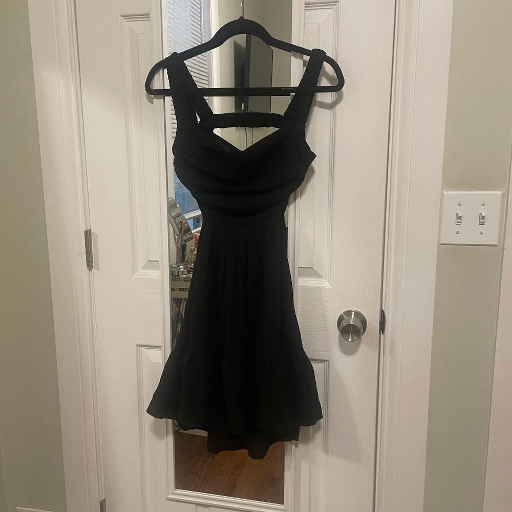 Black Linen Dress w/ Cut Outs